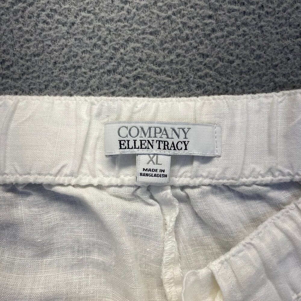 Ellen Tracy Company‎ White 100% Linen Wide Leg Pull on Pants Womens Size XLarge - Picture 3 of 12